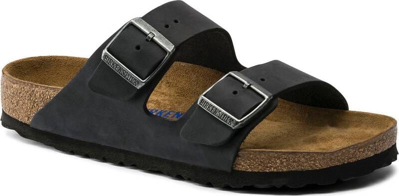 Birkenstock Arizona Oiled Nubuck Leather Soft Footbed Narrow Black