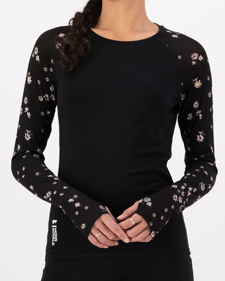 Mons Royale Women's Bella Tech Long Sleeve Black Daisy Mons Royale
