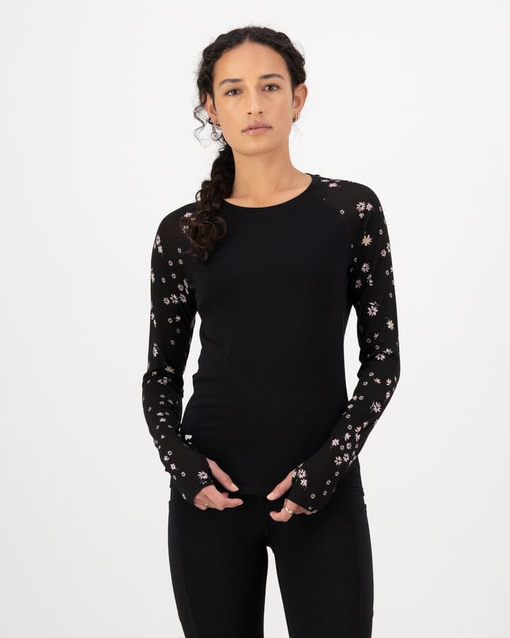 Mons Royale Women's Bella Tech Long Sleeve Black Daisy Mons Royale