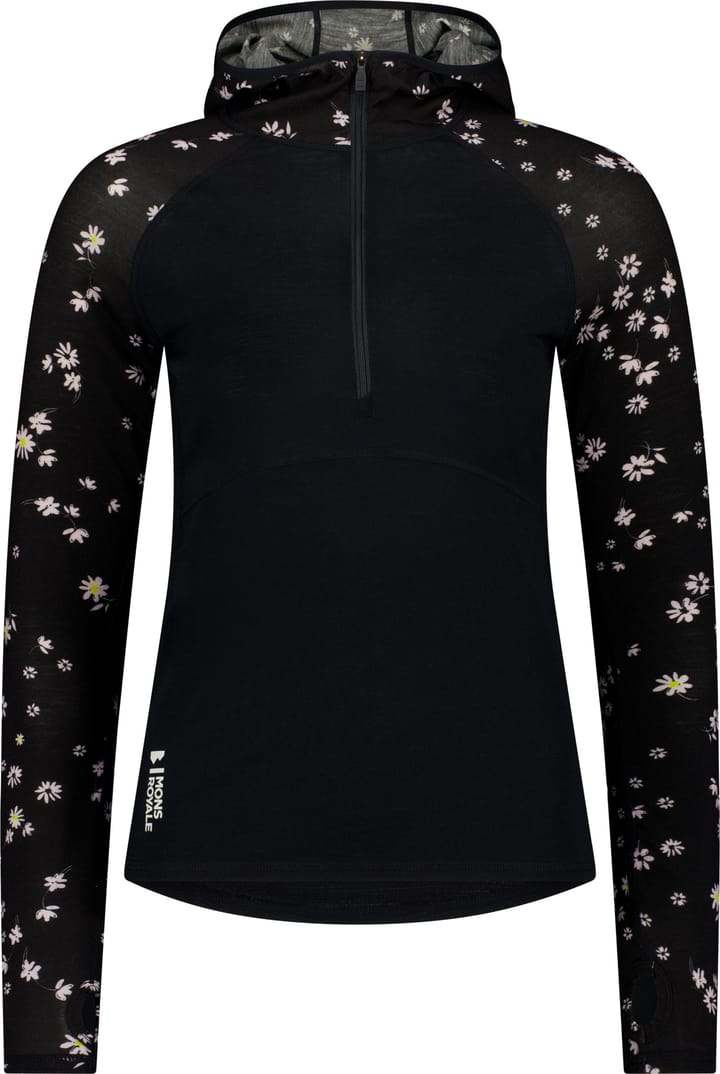 Mons Royale Women's Bella Tech Hood Black Daisy Mons Royale Mons Royale Women's Bella Tech Hood Black Daisy Mons Royale