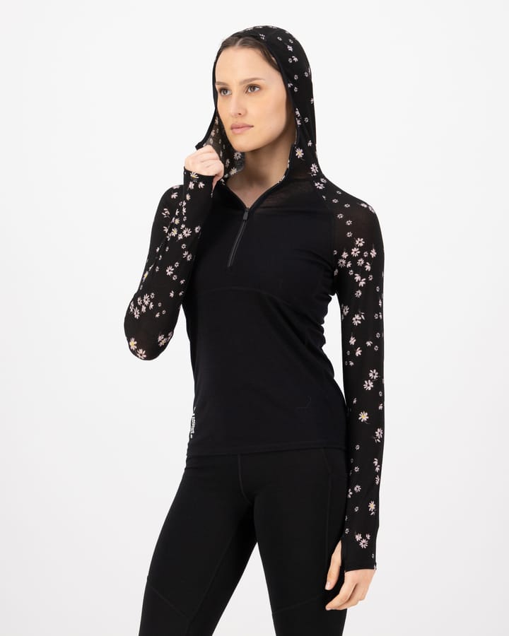 Mons Royale Women's Bella Tech Hood Black Daisy Mons Royale Mons Royale Women's Bella Tech Hood Black Daisy Mons Royale
