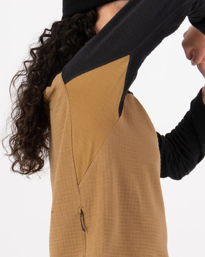Mons Royale Women's Offgrid Merino Fleece Long Sleeve Black/Toffee Mons Royale