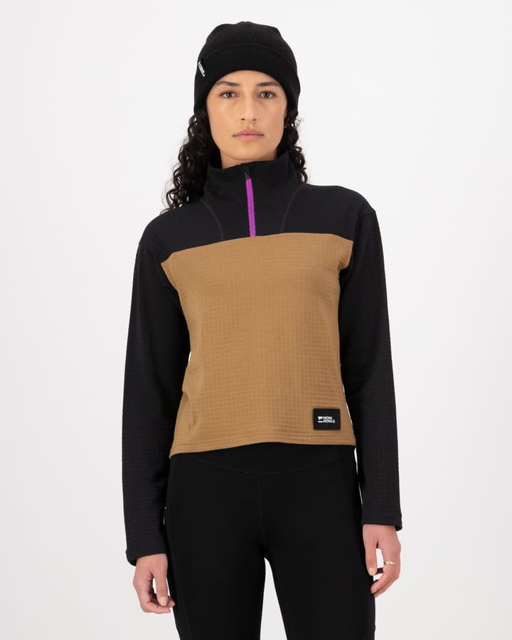 Mons Royale Women's Offgrid Merino Fleece Long Sleeve Black/Toffee Mons Royale Mons Royale Women's Offgrid Merino Fleece Long Sleeve Black/Toffee Mons Royale