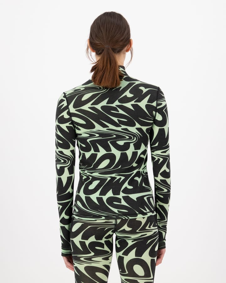 Mons Royale Women's Cascade Merino Base Layer Mock Neck Long Sleeve Signal Lost Matcha Mons Royale