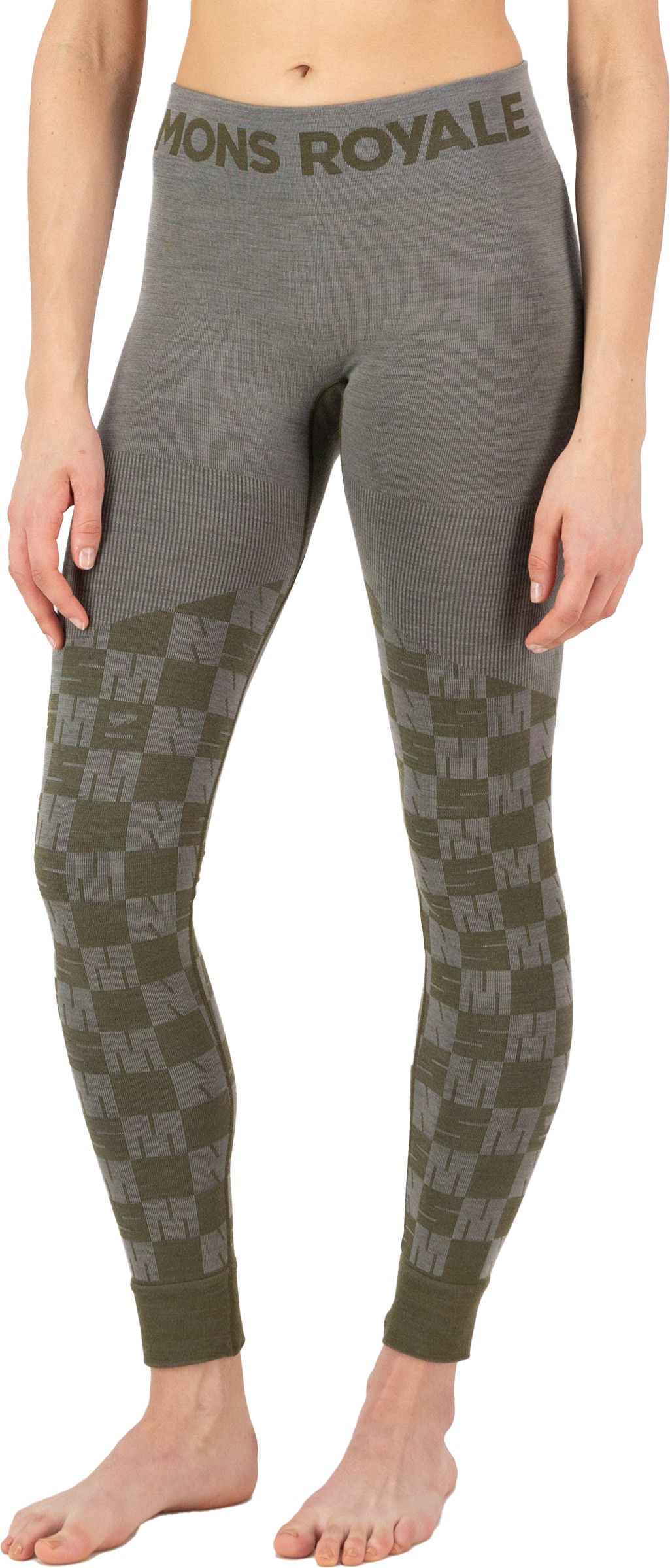 Mons Royale Women's Ascender Merino Seamless Legging Dried Sage/Dark Olive