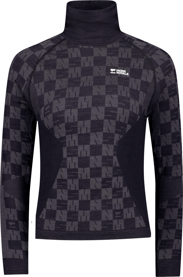 Mons Royale Women´s Ascender Mock Neck Long Sleeve Forged Iron/black Mons Royale