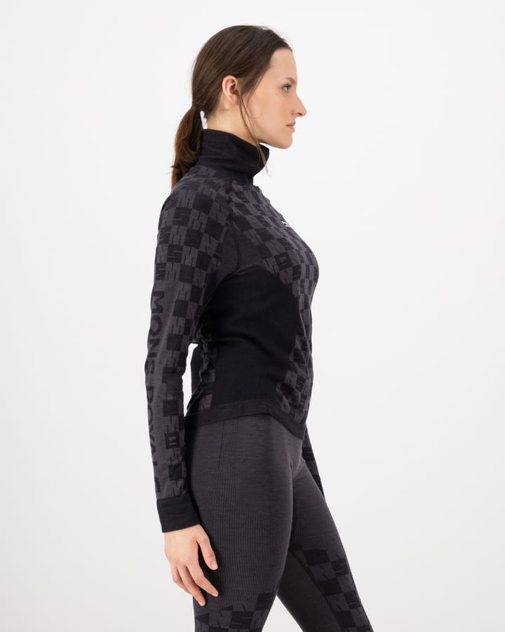 Mons Royale Women´s Ascender Mock Neck Long Sleeve Forged Iron/black Mons Royale
