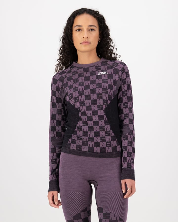 Mons Royale Women's Ascender Merino Seamless Long Sleeve Mauve/Black Mons Royale Mons Royale Women's Ascender Merino Seamless Long Sleeve Mauve/Black Mons Royale