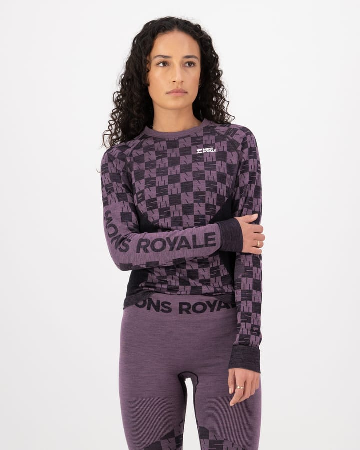 Mons Royale Women's Ascender Merino Seamless Long Sleeve Mauve/Black Mons Royale