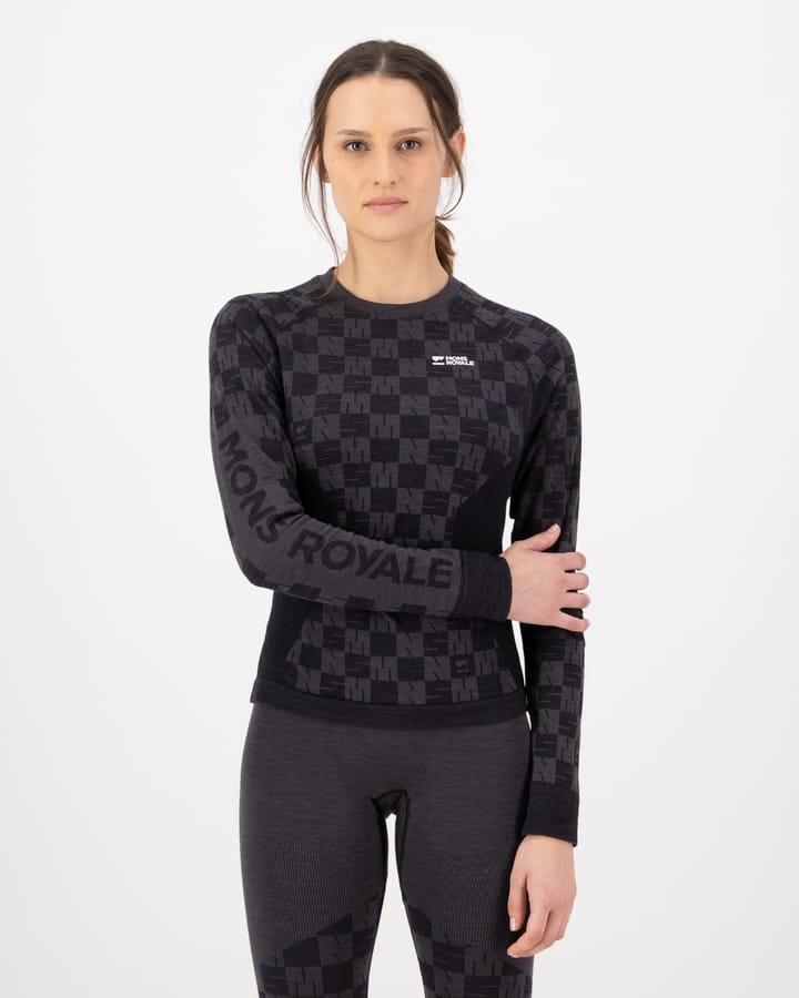 Mons Royale Women's Ascender Merino Seamless Long Sleeve Forged Iron/Black Mons Royale