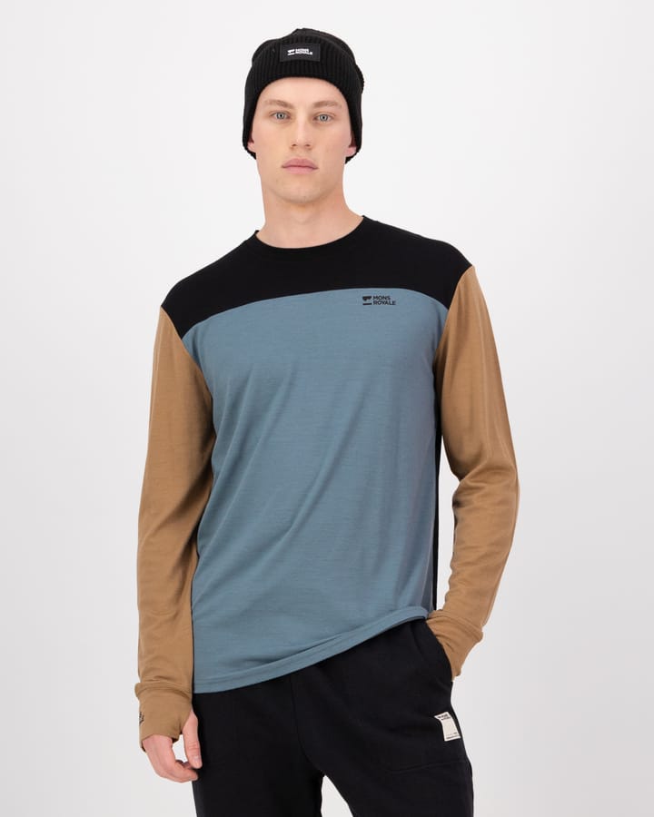 Mons Royale Men's Yotei Merino Long Sleeve Goblin Blue/Toffee/Black Mons Royale