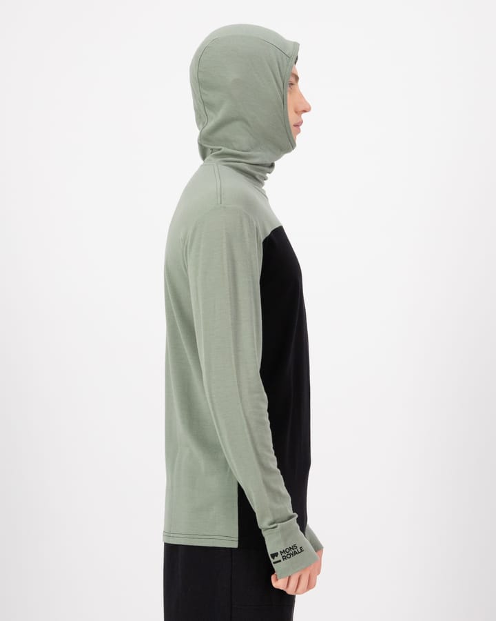 Mons Royale Men's Yotei Merino Powder Hood Long Sleeve Willow/Black Mons Royale