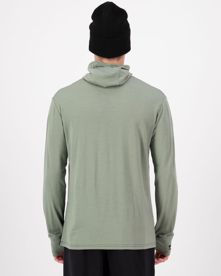 Mons Royale Men's Yotei Merino Powder Hood Long Sleeve Willow/Black Mons Royale Mons Royale Men's Yotei Merino Powder Hood Long Sleeve Willow/Black Mons Royale