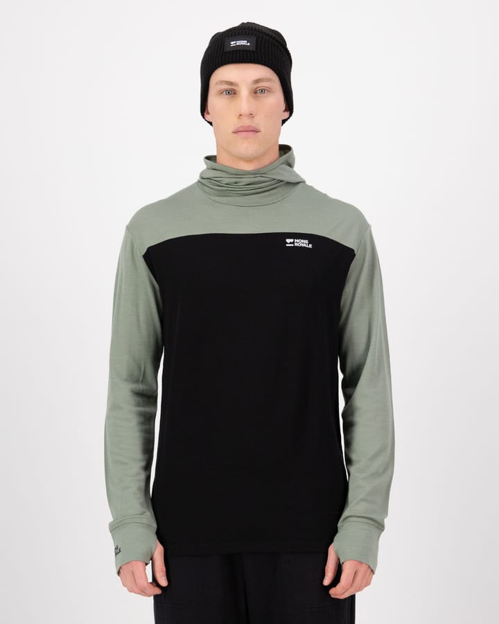 Mons Royale Men's Yotei Merino Powder Hood Long Sleeve Willow/Black Mons Royale