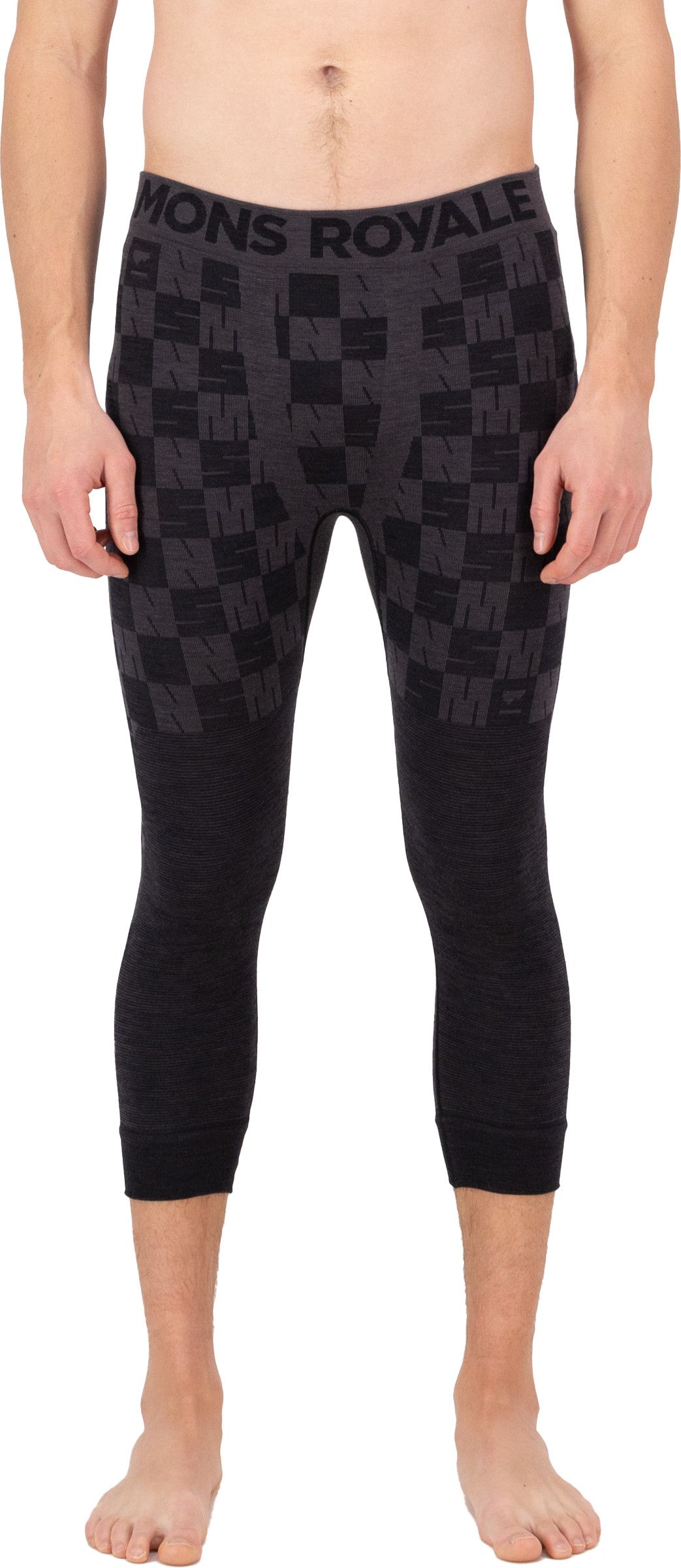Mons Royale Men's Ascender Merino Seamless 3/4 Legging Forged Iron/Black