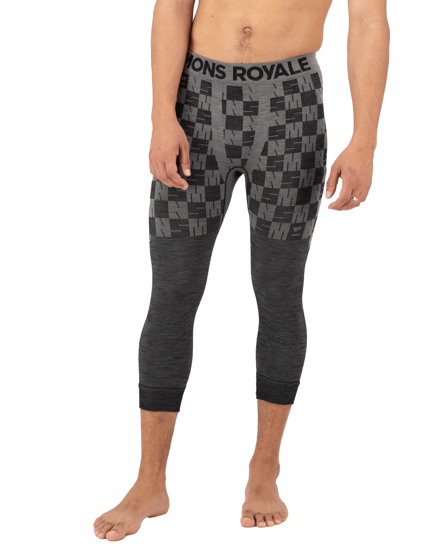 Mons Royale Men's Ascender Merino Seamless 3/4 Legging Dried Sage/Black