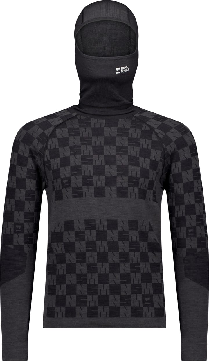 Mons Royale Men's Ascender Merino Seamless Hooded Long Sleeve Forged Iron/Black Mons Royale