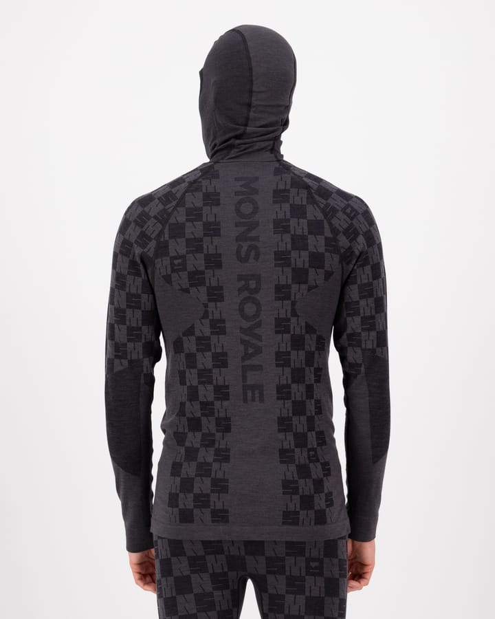 Mons Royale Men's Ascender Merino Seamless Hooded Long Sleeve Forged Iron/Black Mons Royale