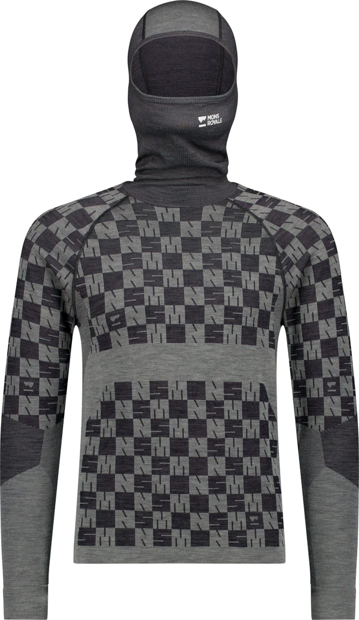 Mons Royale Men's Ascender Merino Seamless Hooded Long Sleeve Dried Sage/Black Mons Royale