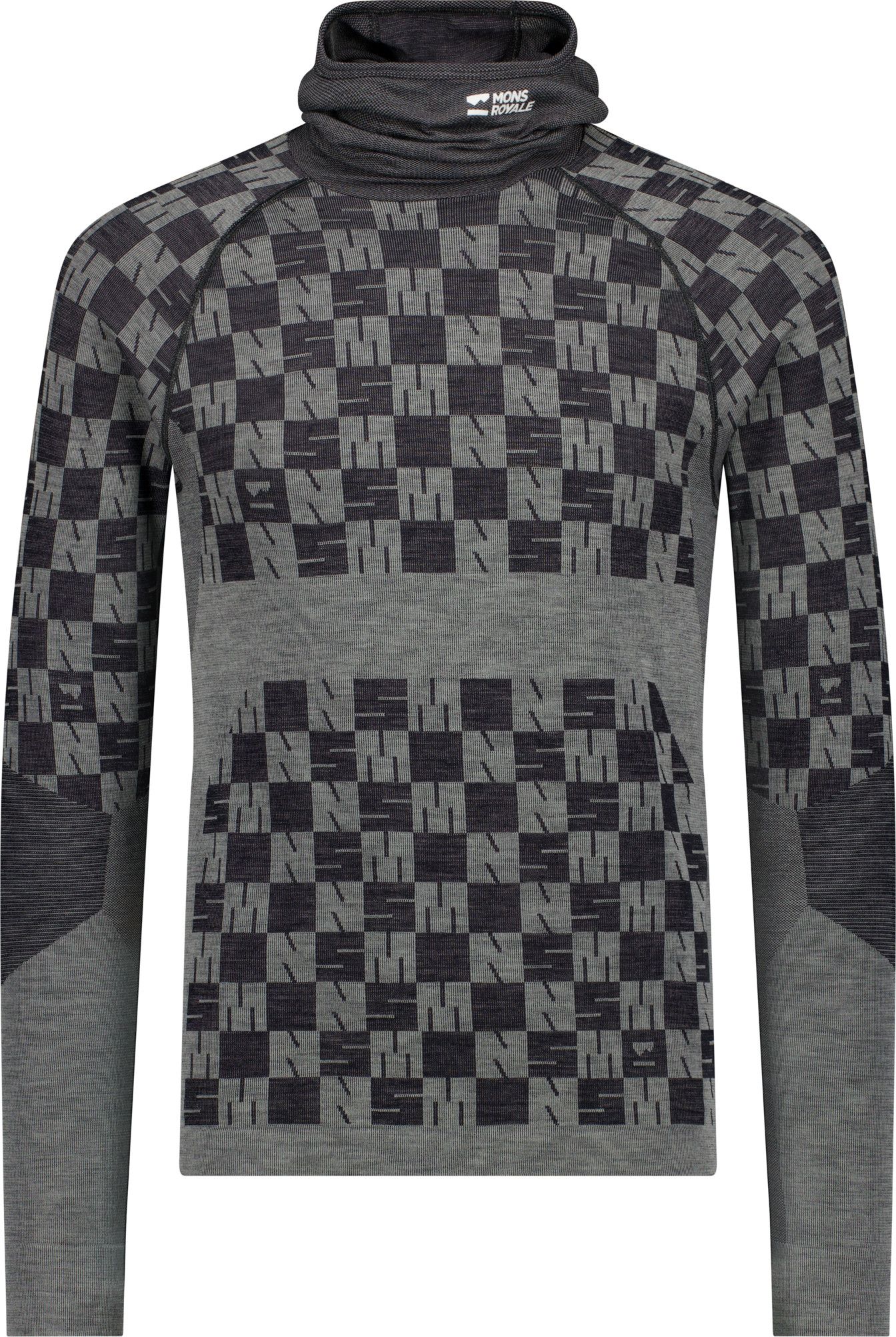 Mons Royale Men's Ascender Merino Seamless Hooded Long Sleeve Dried Sage/Black