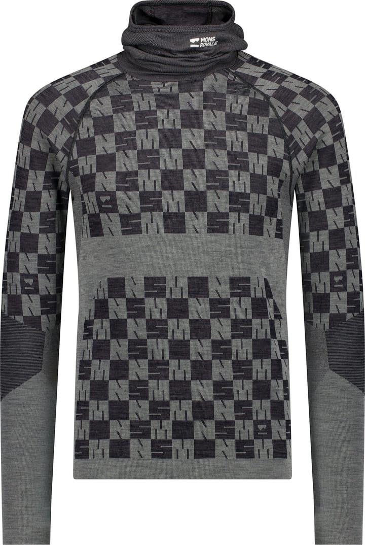 Mons Royale Men's Ascender Merino Seamless Hooded Long Sleeve Dried Sage/Black Mons Royale