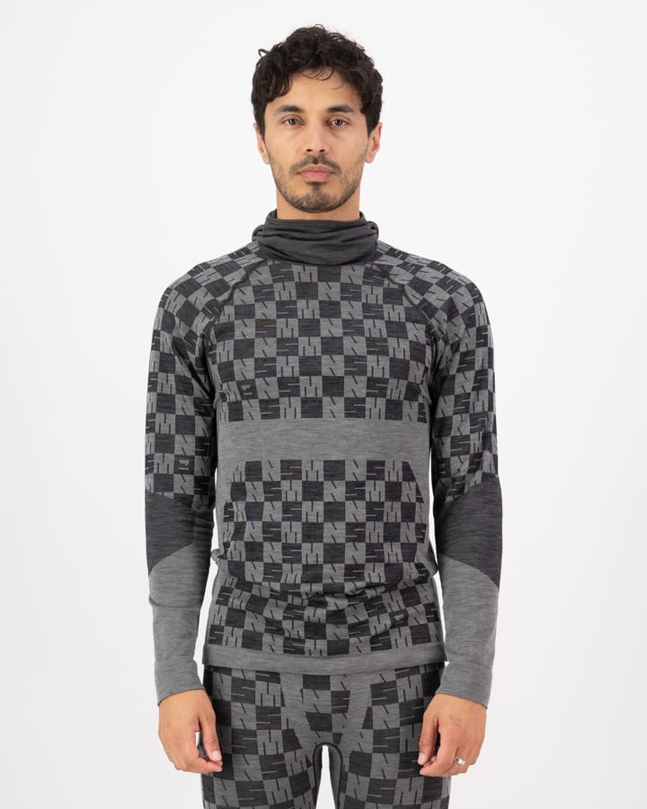 Mons Royale Men's Ascender Merino Seamless Hooded Long Sleeve Dried Sage/Black Mons Royale