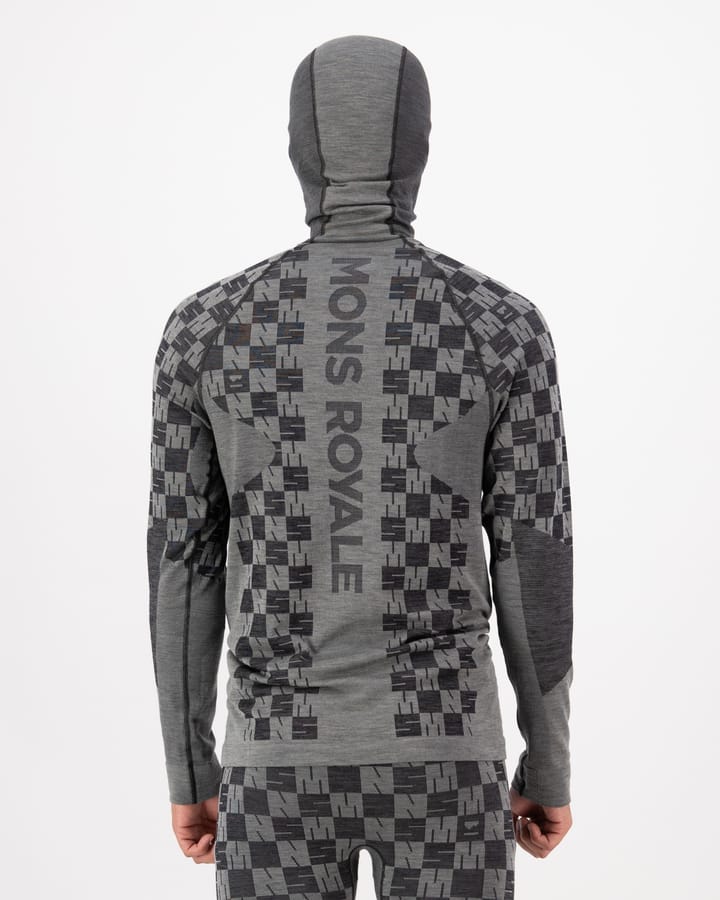 Mons Royale Men's Ascender Merino Seamless Hooded Long Sleeve Dried Sage/Black Mons Royale