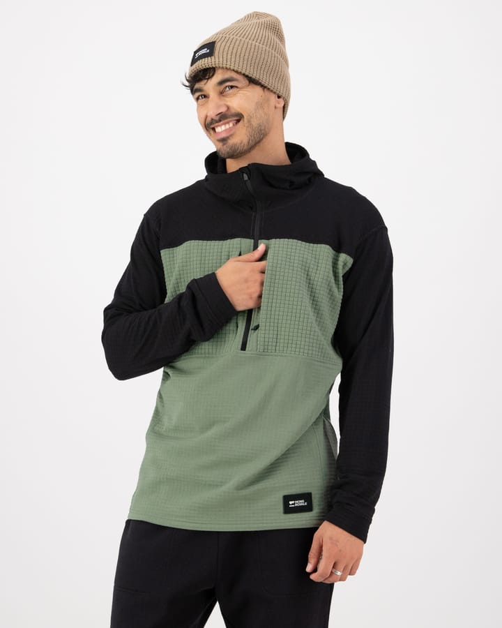 Mons Royale Men's Offgrid Merino Fleece 1/2 Zip Long Sleeve Willow/Black Mons Royale
