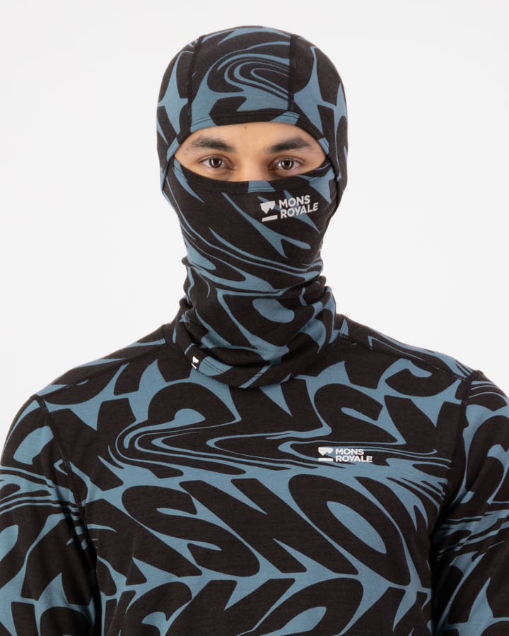 Mons Royale Santa Rosa Merino Flex 200 Balaclava Signal Lost Goblin Blue Mons Royale