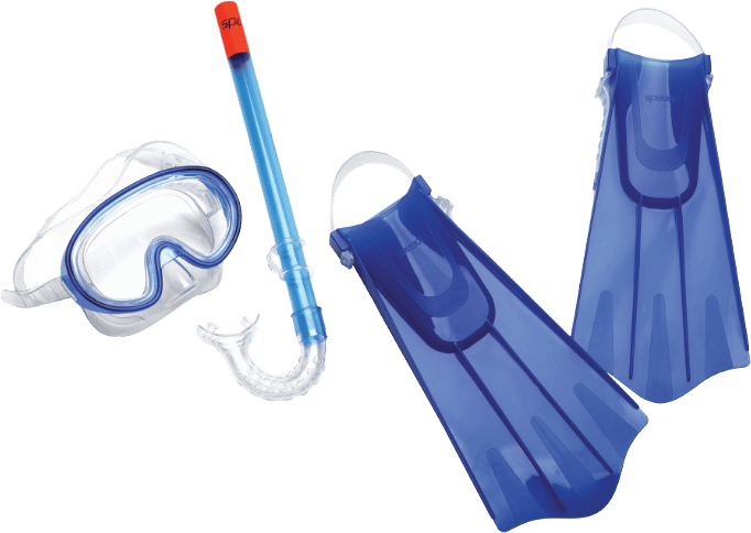 Speedo Kids Aqua Quest Mask Snorkel Fin Set Blue Oceans