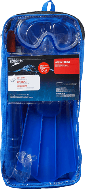 Speedo Kids Aqua Quest Mask Snorkel Fin Set Blue Oceans Speedo