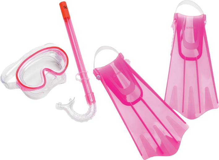 Speedo Kids Aqua Quest Mask Snorkel Fin Set Pink Frost  S-M
