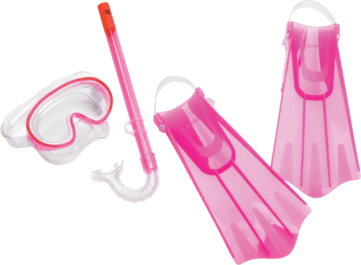 Speedo Kids Aqua Quest Mask Snorkel Fin Set Pink Frost