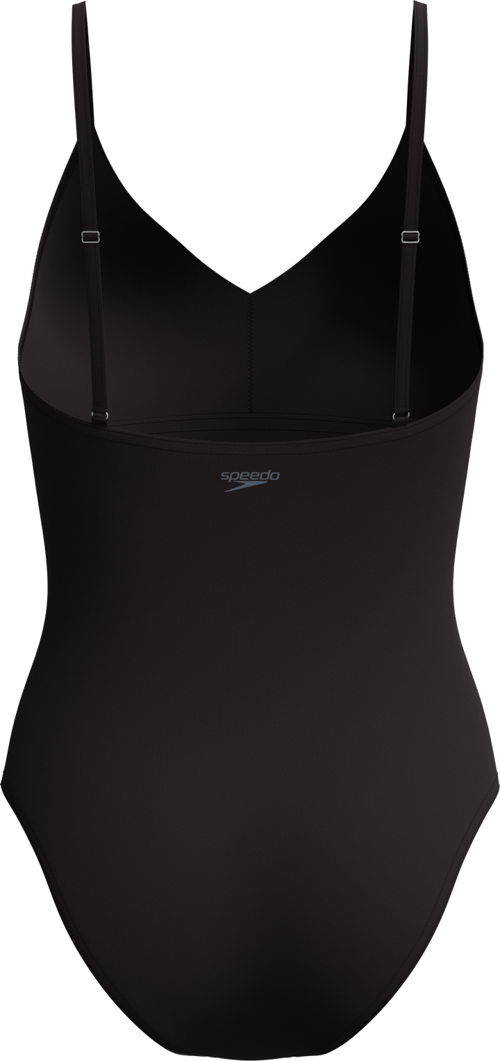 Speedo Women's Solid V-Neck One Piece Anthracite Speedo