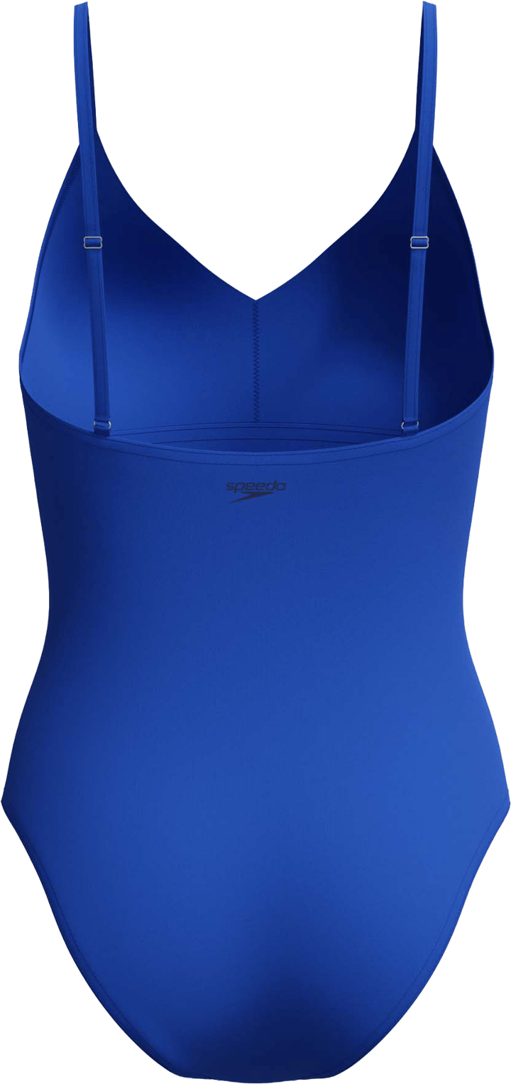 Speedo Women's Solid V-Neck One Piece Deep Sapphire Speedo