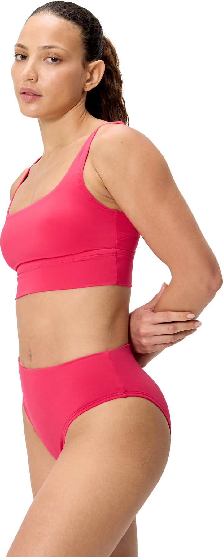 Speedo Women's Solid Cheeky High Waist Bikini Bottom Ruby Speedo