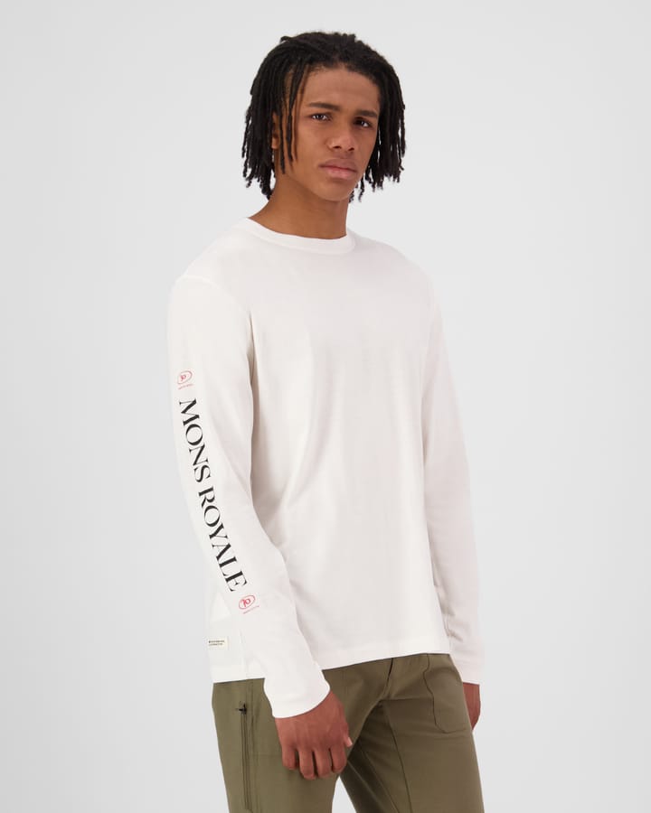 Mons Royale Men's Yonder Merino Organic Cotton Long Sleeve Vintage White Mons Royale