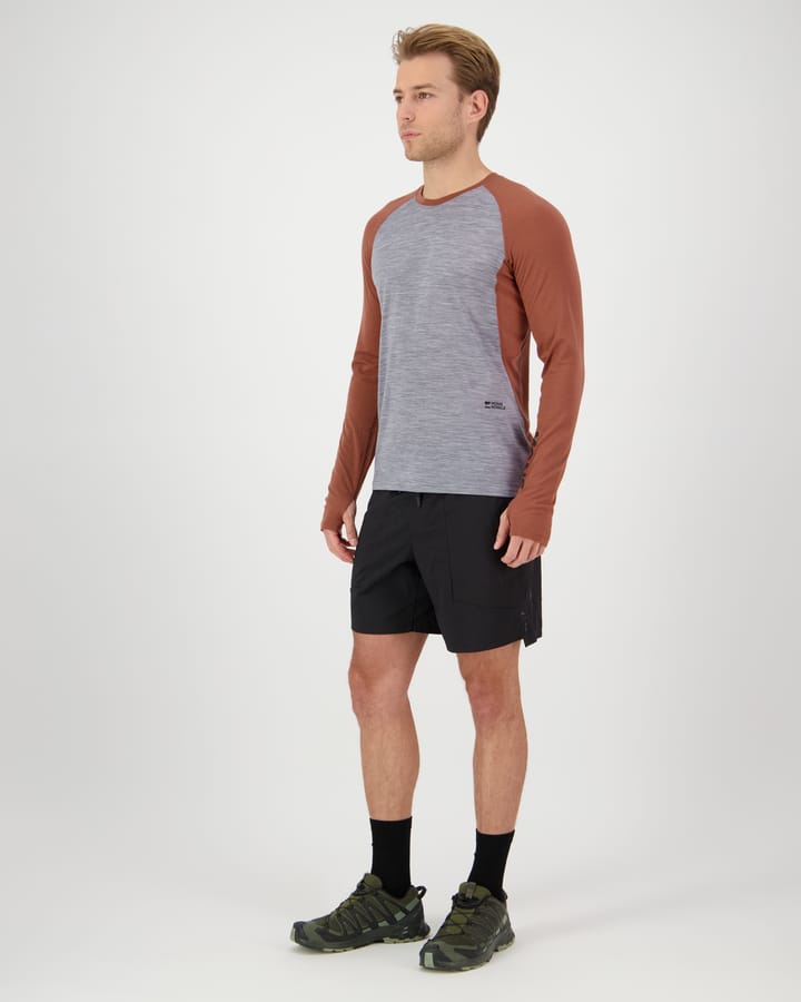 Mons Royale Men's Temple Merino Long Sleeve Cinnamon/grey Heather Mons Royale