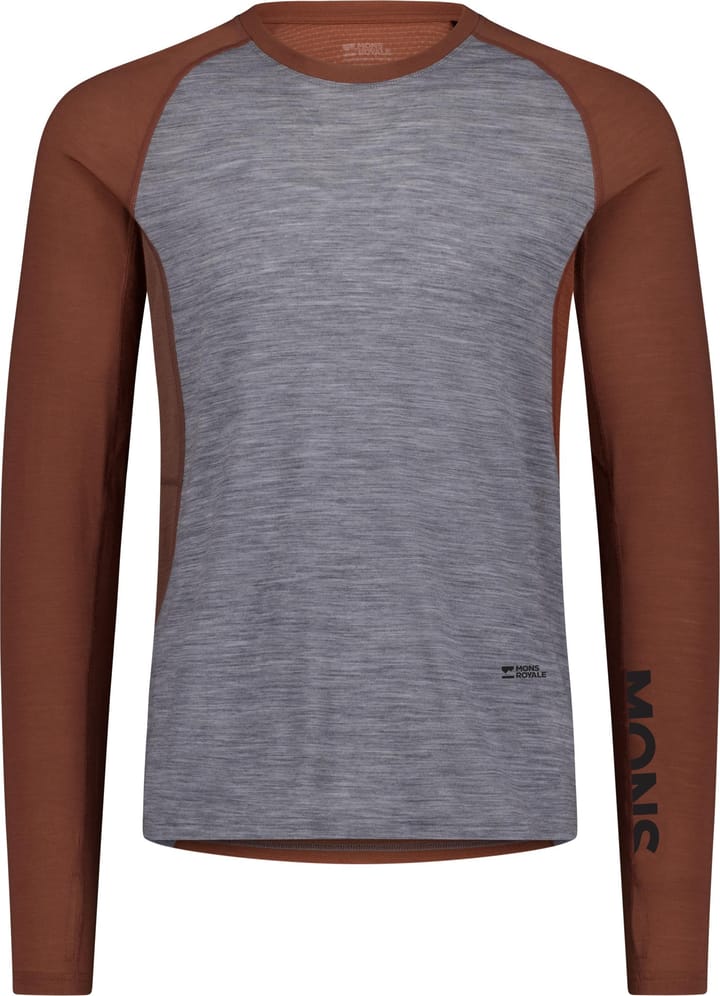 Mons Royale Men's Temple Merino Long Sleeve Cinnamon/grey Heather Mons Royale