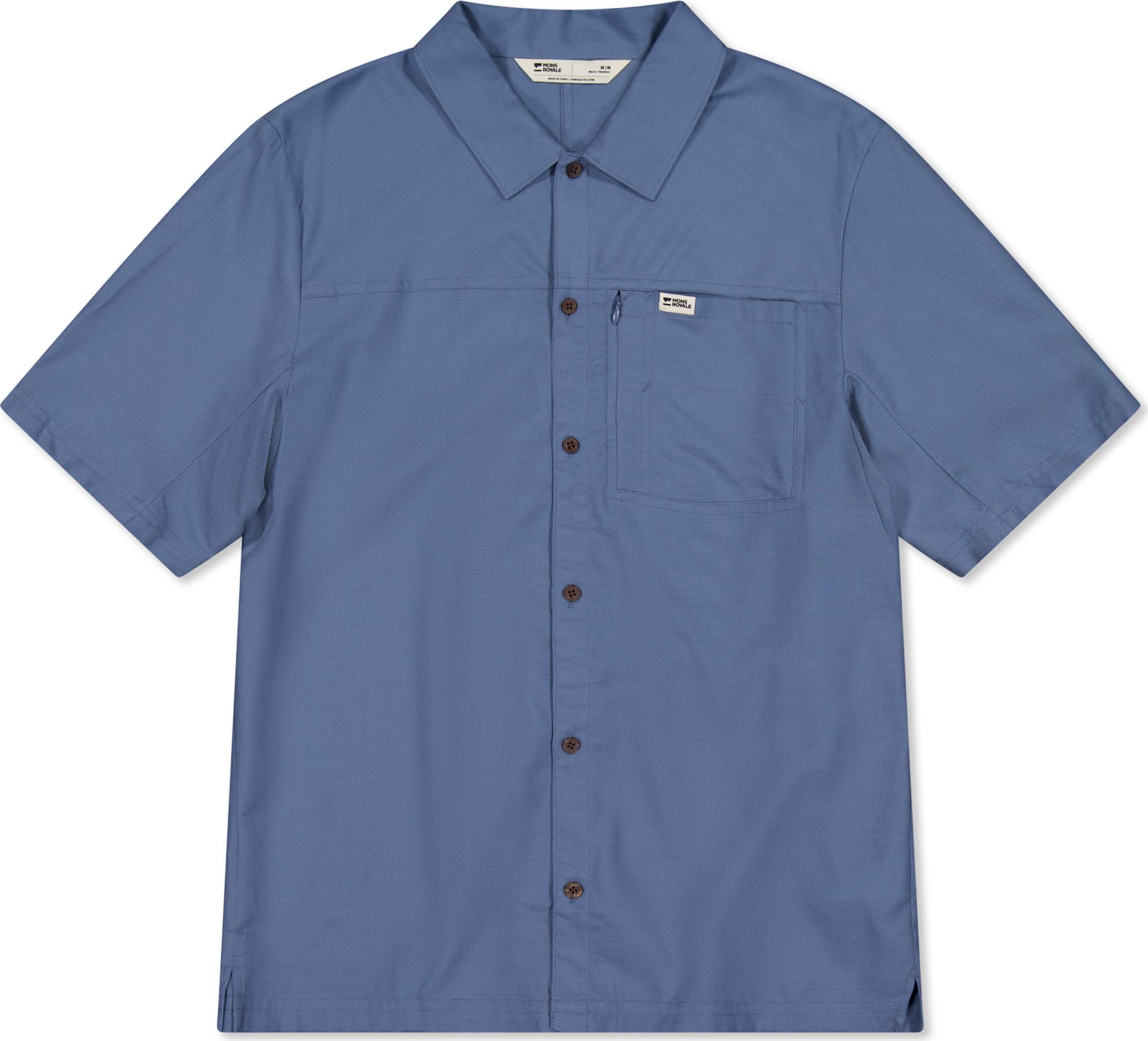 Mons Royale Men's At Merino Short Sleeve Shirt Horizon Blue  M