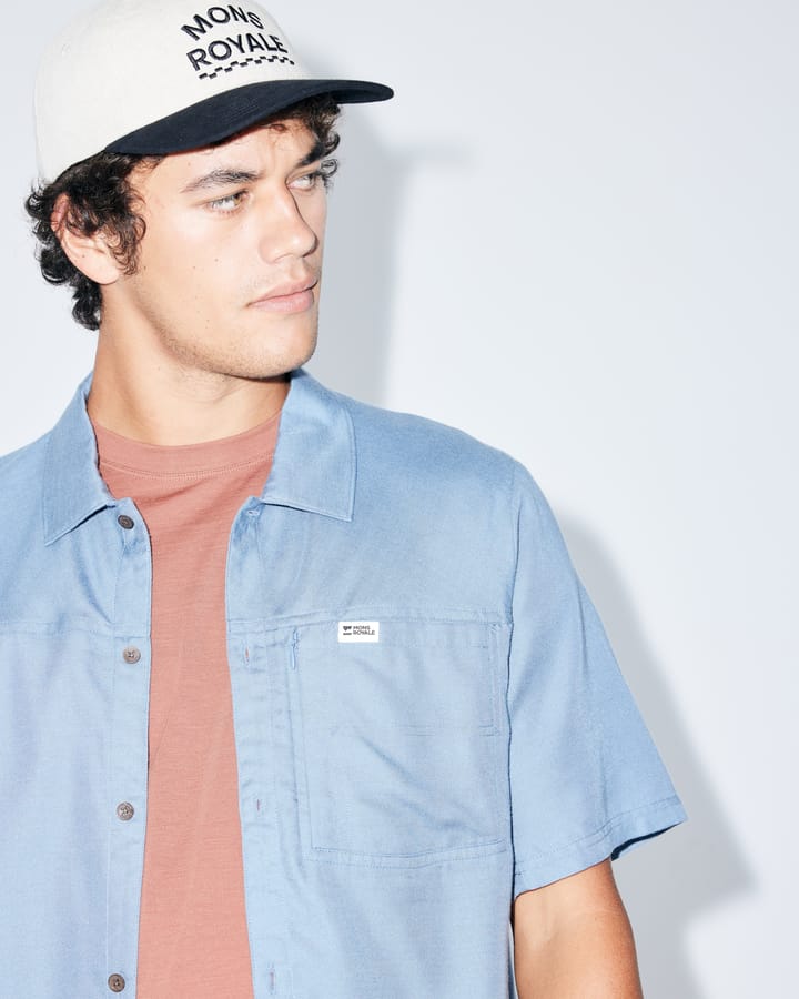 Mons Royale Men's At Merino Short Sleeve Shirt Horizon Blue Mons Royale