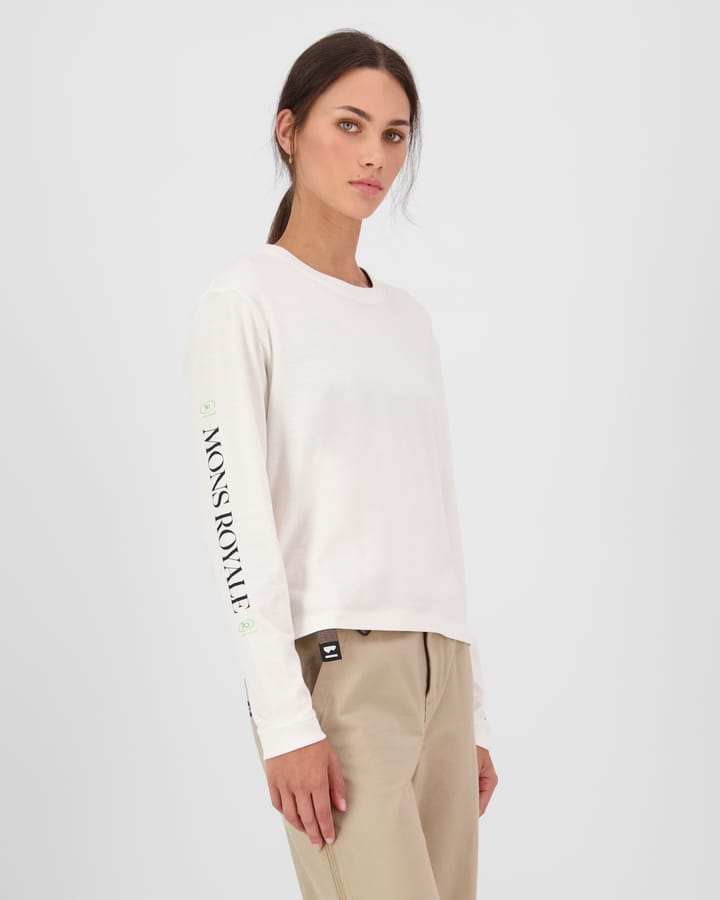 Mons Royale Women's Yonder Merino Organic Cotton Long Sleeve Vintage White Mons Royale