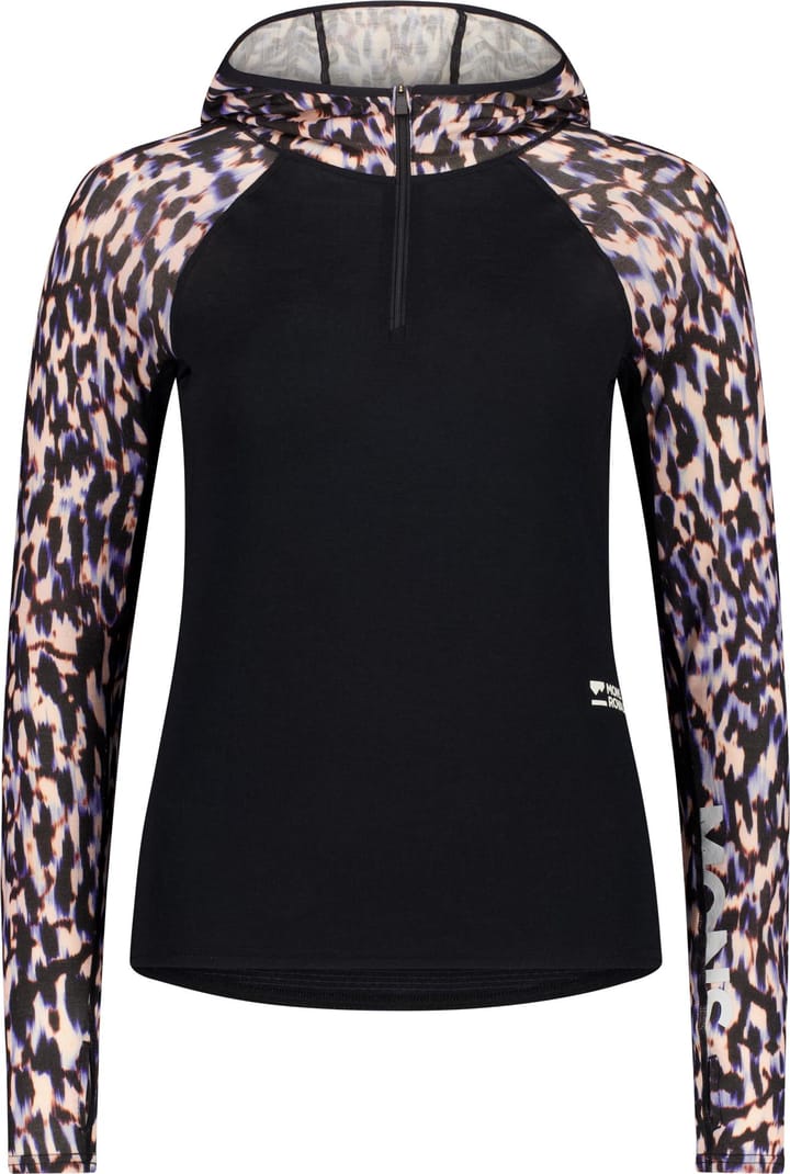 Mons Royale Women's Bella Merino Long Sleeve Hood Rock Leopard/black Mons Royale