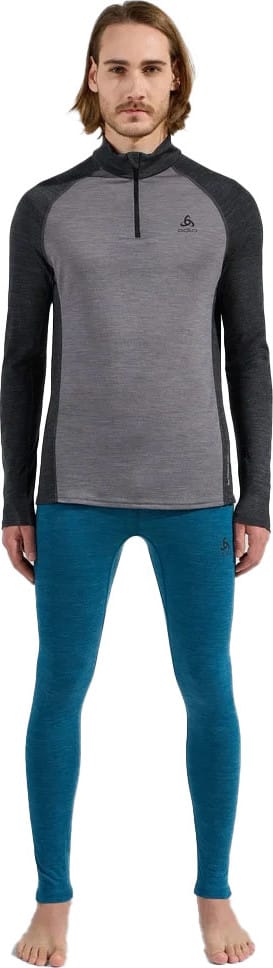 Odlo Men's Tn Long Sleeve Halfzip Natural  Grey Melange - Dark Grey Melange Odlo
