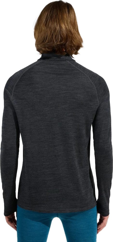 Odlo Men's Tn Long Sleeve Halfzip Natural  Grey Melange - Dark Grey Melange Odlo