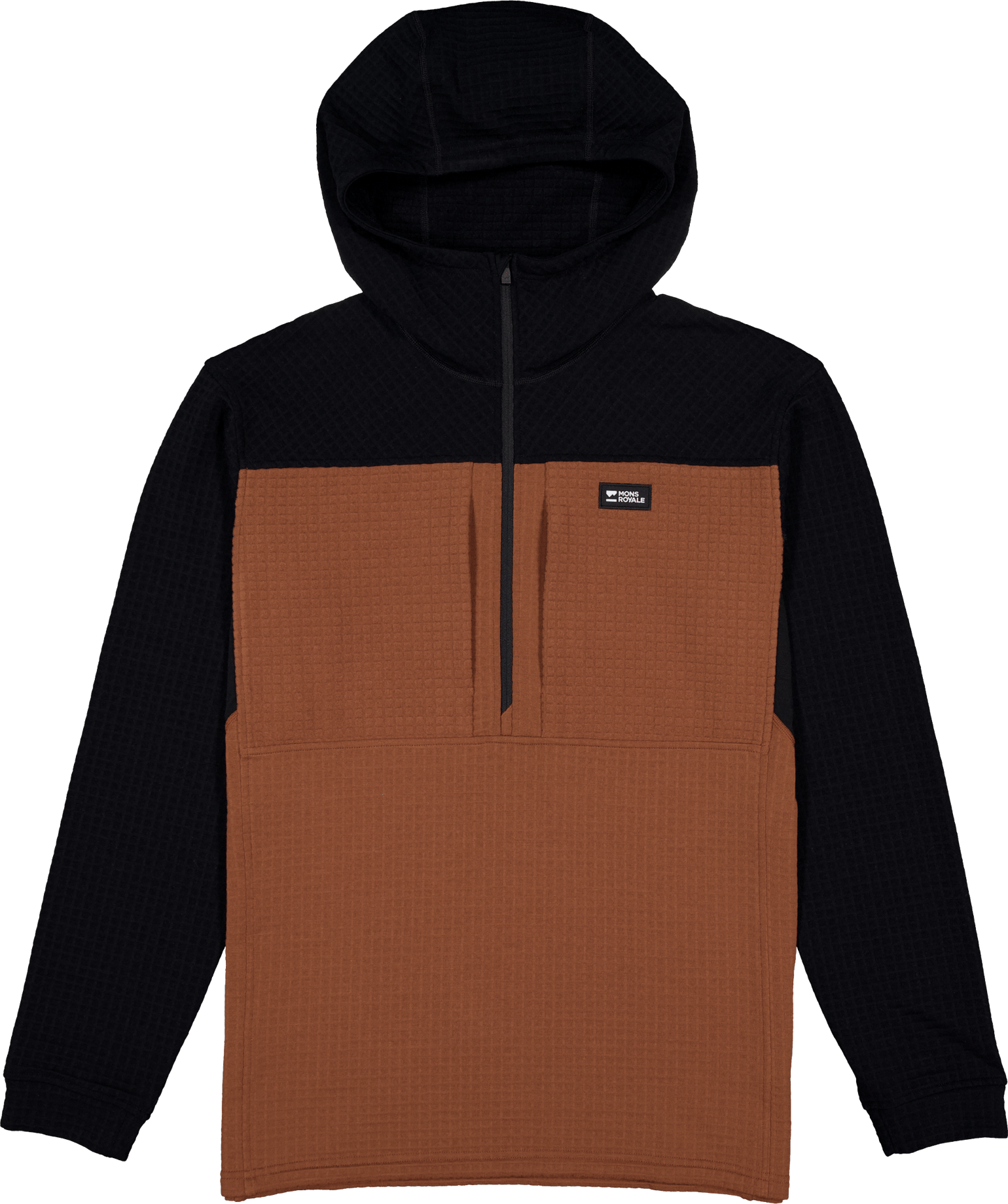 Mons Royale Men´s Offgrid Fleece 1/2 Zip Long Sleeve Dark Clay/black