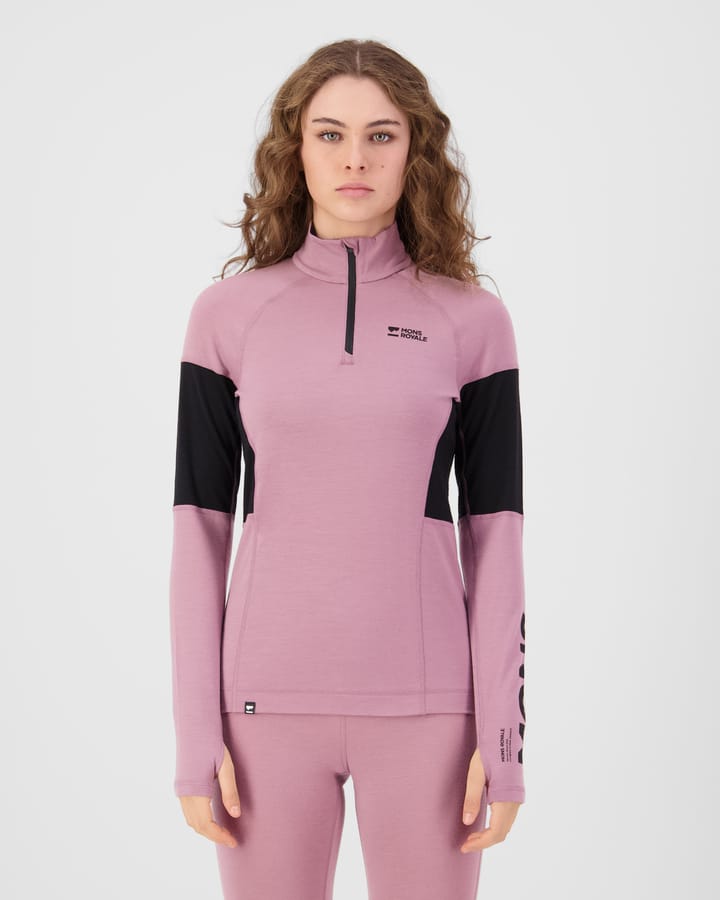 Mons Royale Women´s Olympus 1/4 Zip Long Sleeve Sierra Pink/black Mons Royale
