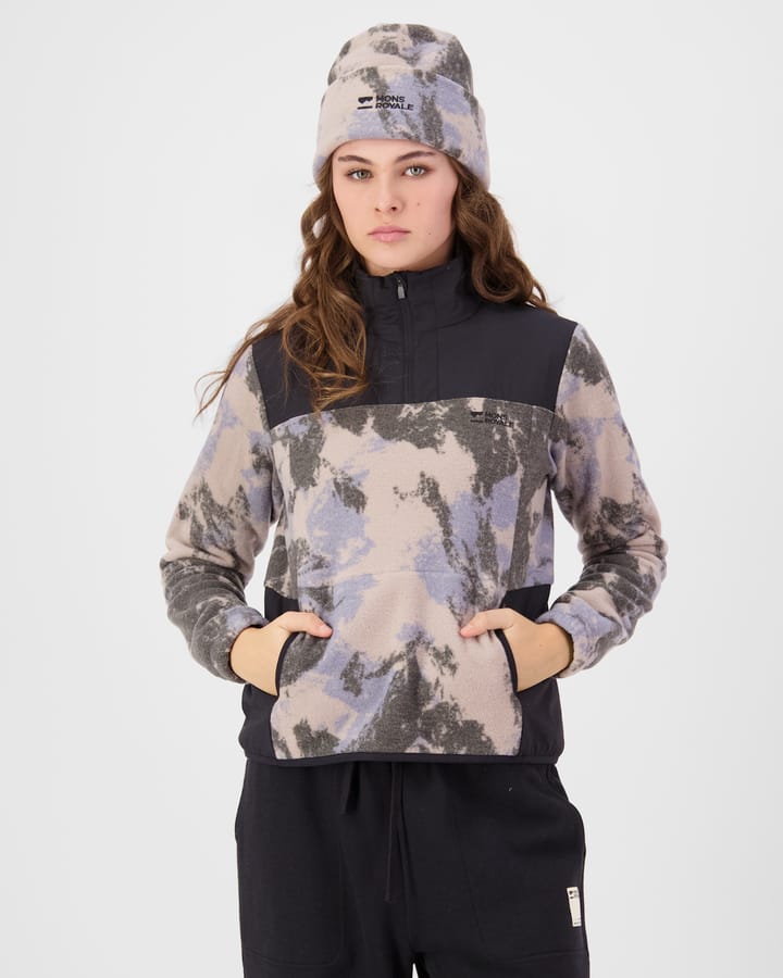 Mons Royale Women´s Pileup Wool Fleece 1/4 Zip Mtn Camo Moonstone Mons Royale