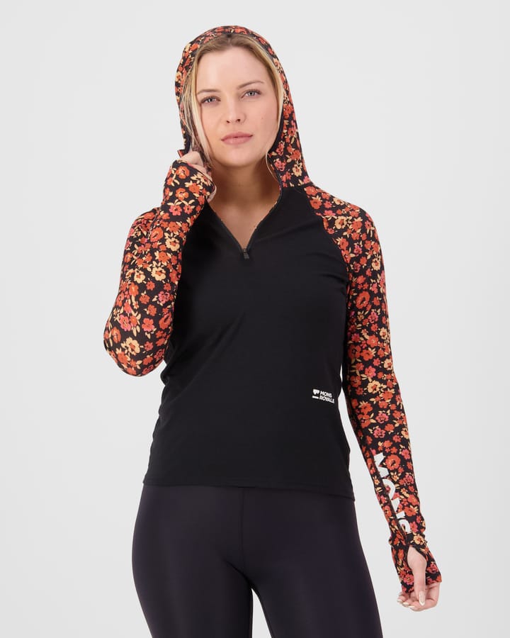 Mons Royale Women´s Bella Merino Hood Long Sleeve Ditzy Camo/black Mons Royale