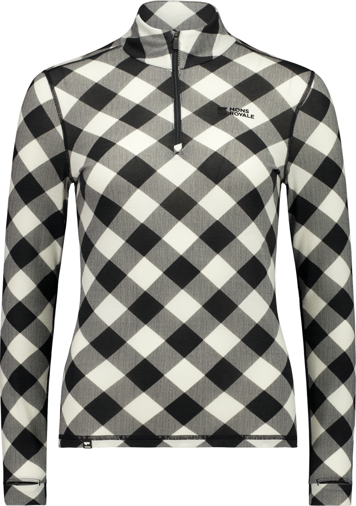 Mons Royale Women´s Cascade Merino Base Layer 1/4 Zip Long Check Mons Royale